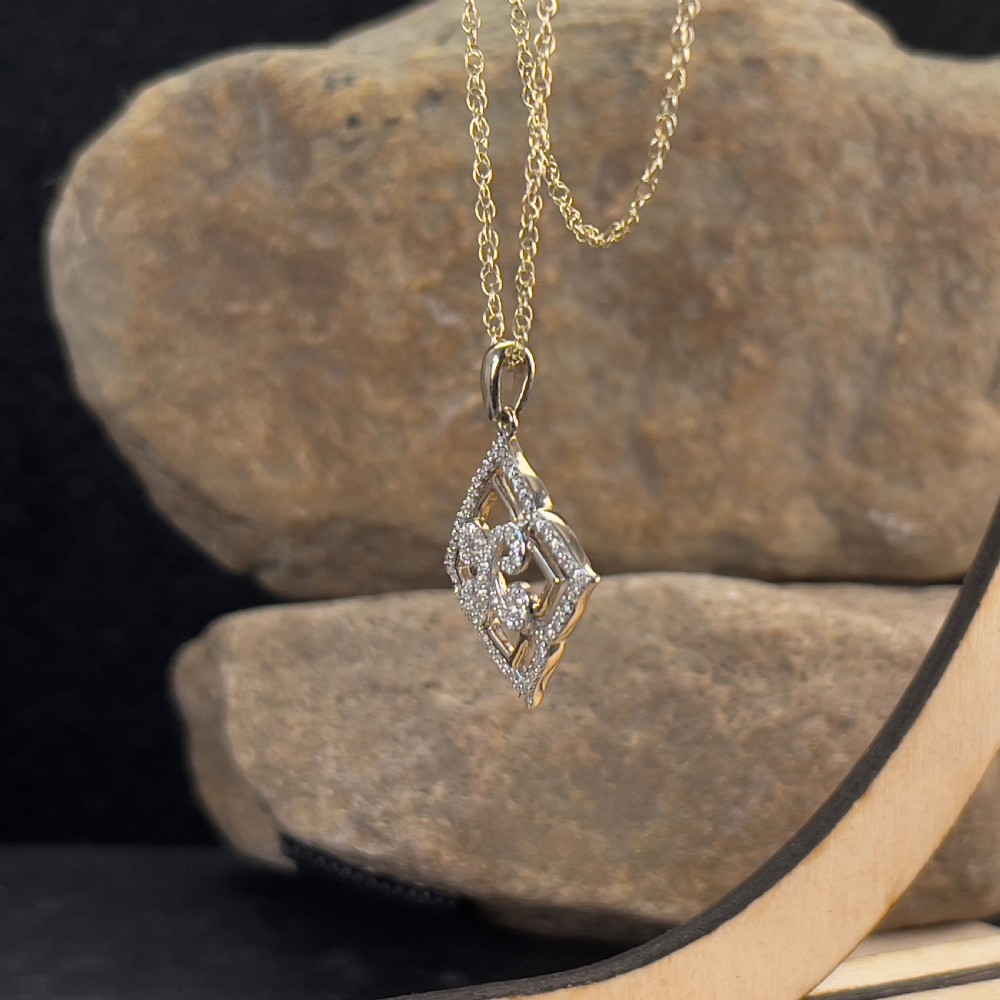 9ct Gold Diamond Encrusted Pendant Necklace View V