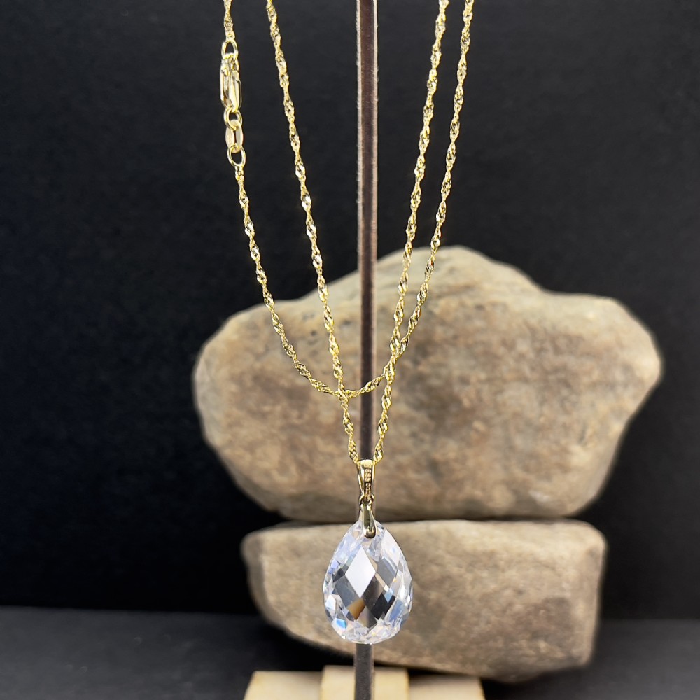 14ct Gold Crystal Pendant Necklace View II