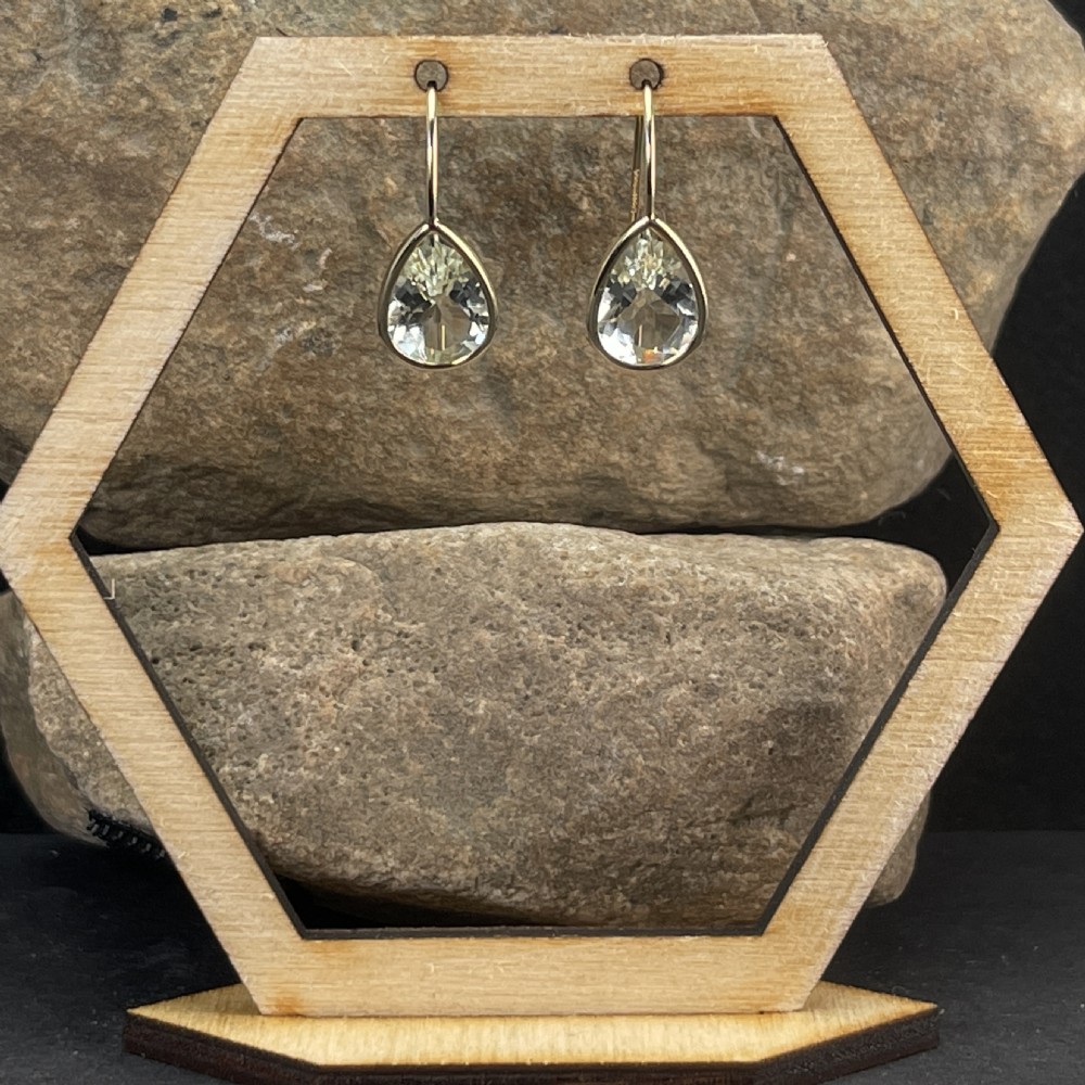 9ct Gold Green Amethyst Drop Earrings View VI