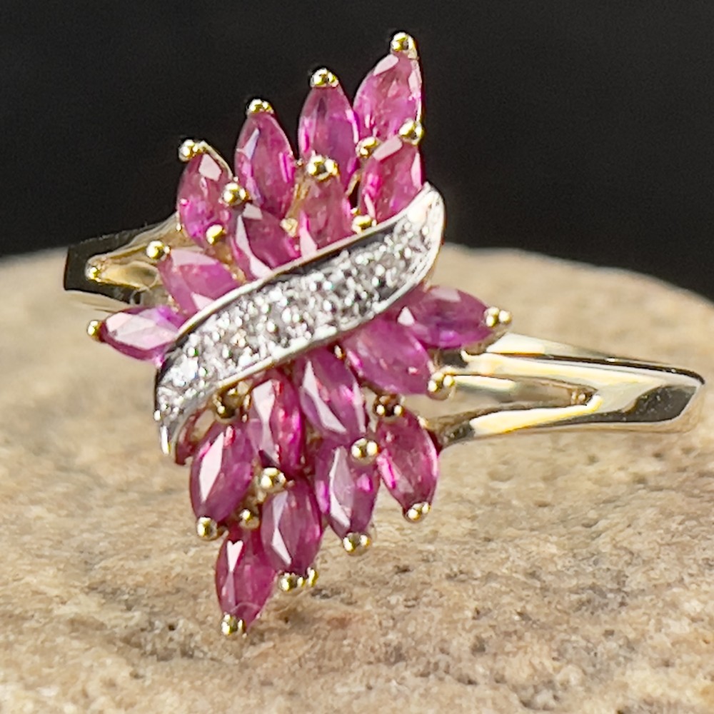9ct Gold Ruby & Diamond Cocktail Ring