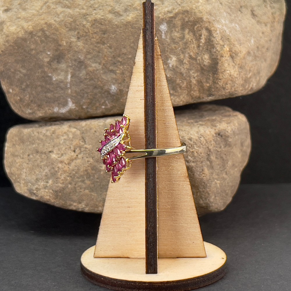9ct Gold Ruby & Diamond Cocktail Ring View V