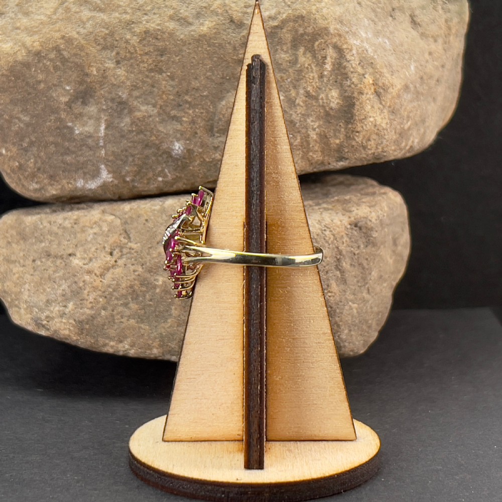 9ct Gold Ruby & Diamond Cocktail Ring View VII