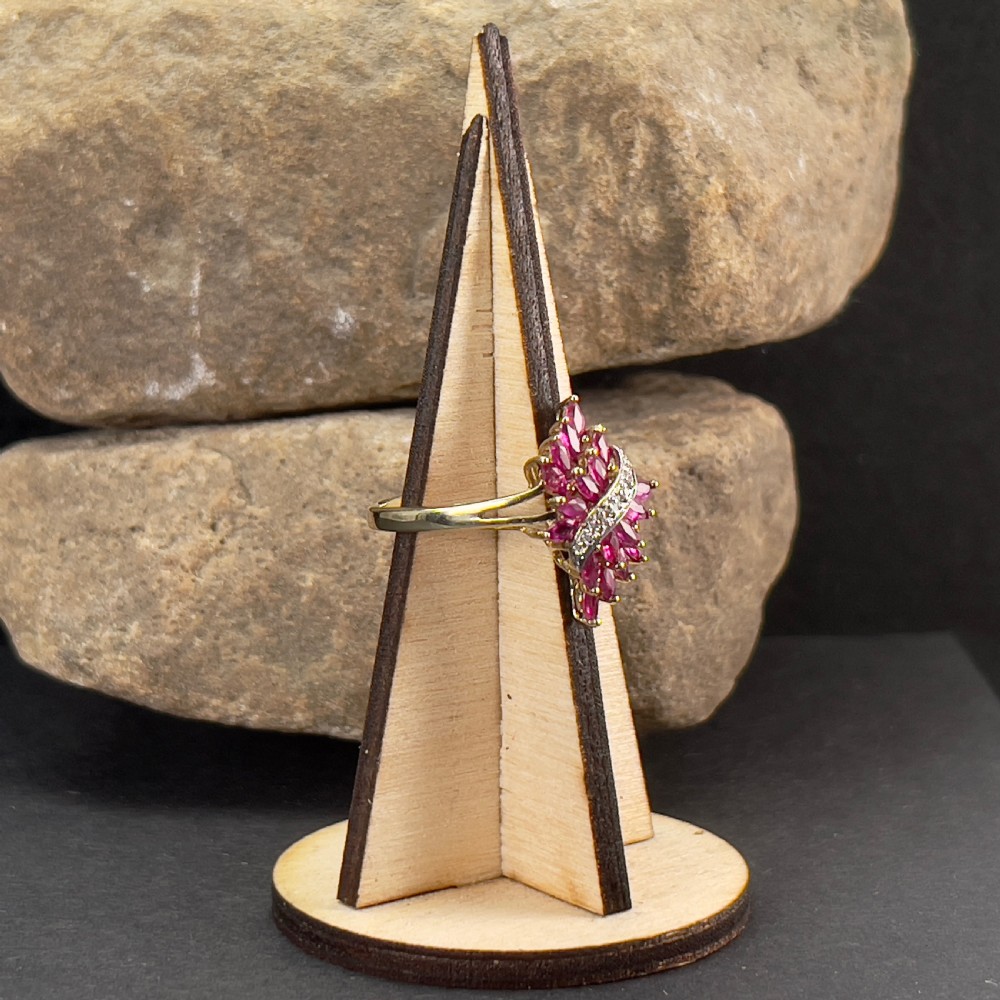 9ct Gold Ruby & Diamond Cocktail Ring View VIII