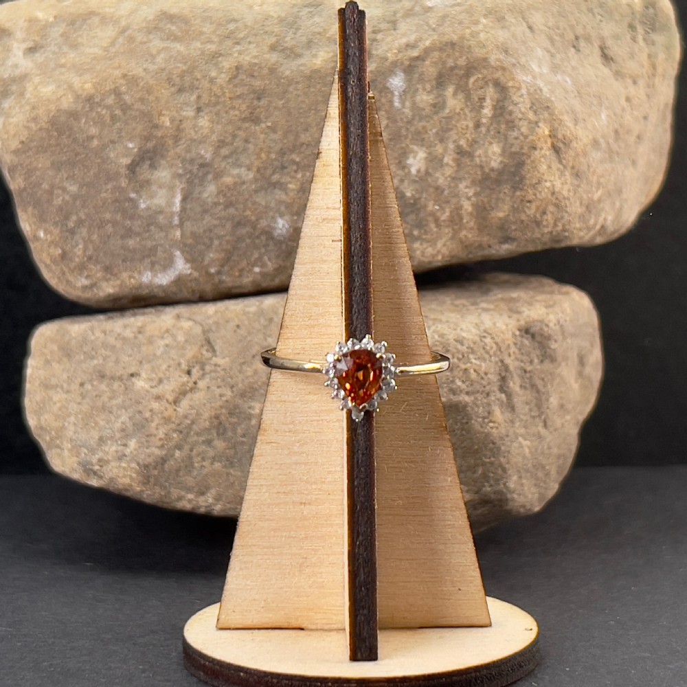 10ct Gold Fire Opal & Diamond Ring View VIII