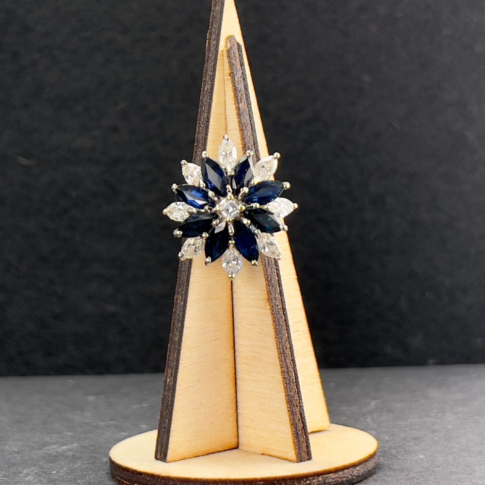 18ct White Gold Sapphire & Diamond Cluster Ring View X