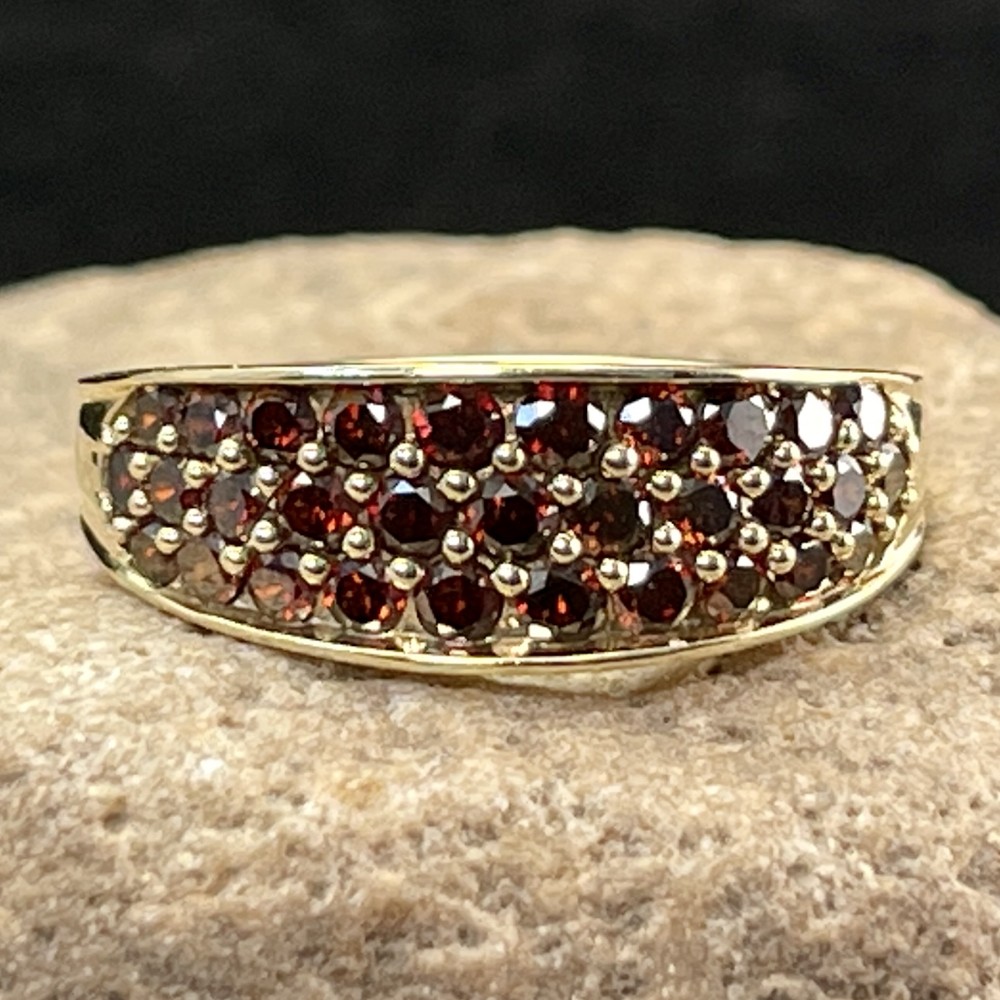 9ct Gold Red Diamond Cluster Ring