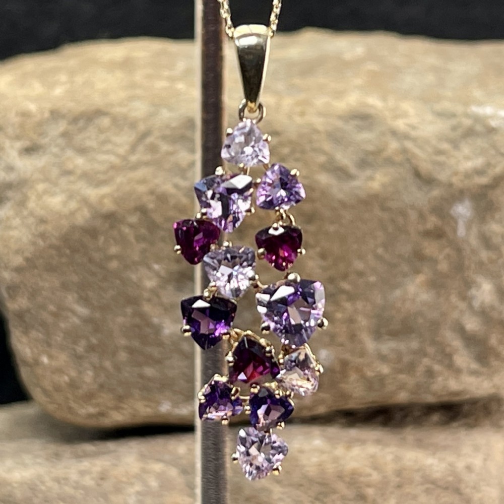 9ct Gold Amethyst Drop Pendant Necklace