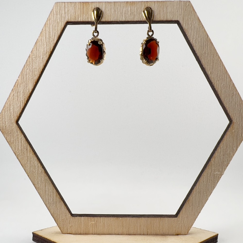 9ct Gold Garnet Drop Earrings View VIII
