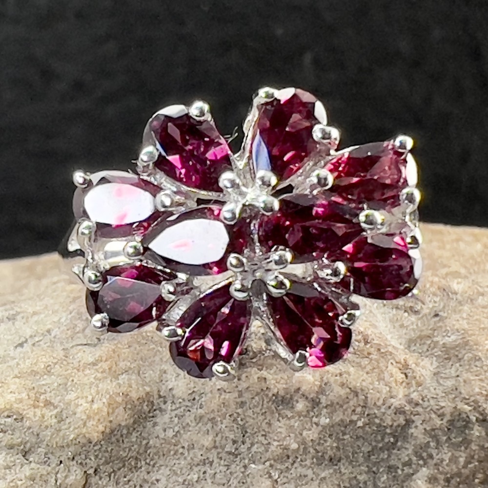 9ct White Gold Pear Drop Amethyst Cluster Ring