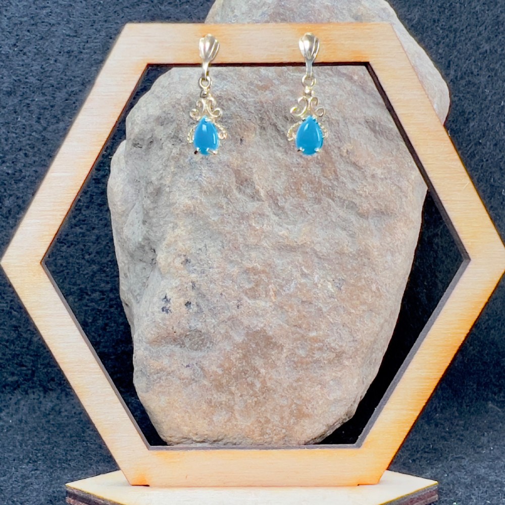 9ct Gold Turquoise Drop Stud Earrings View IX