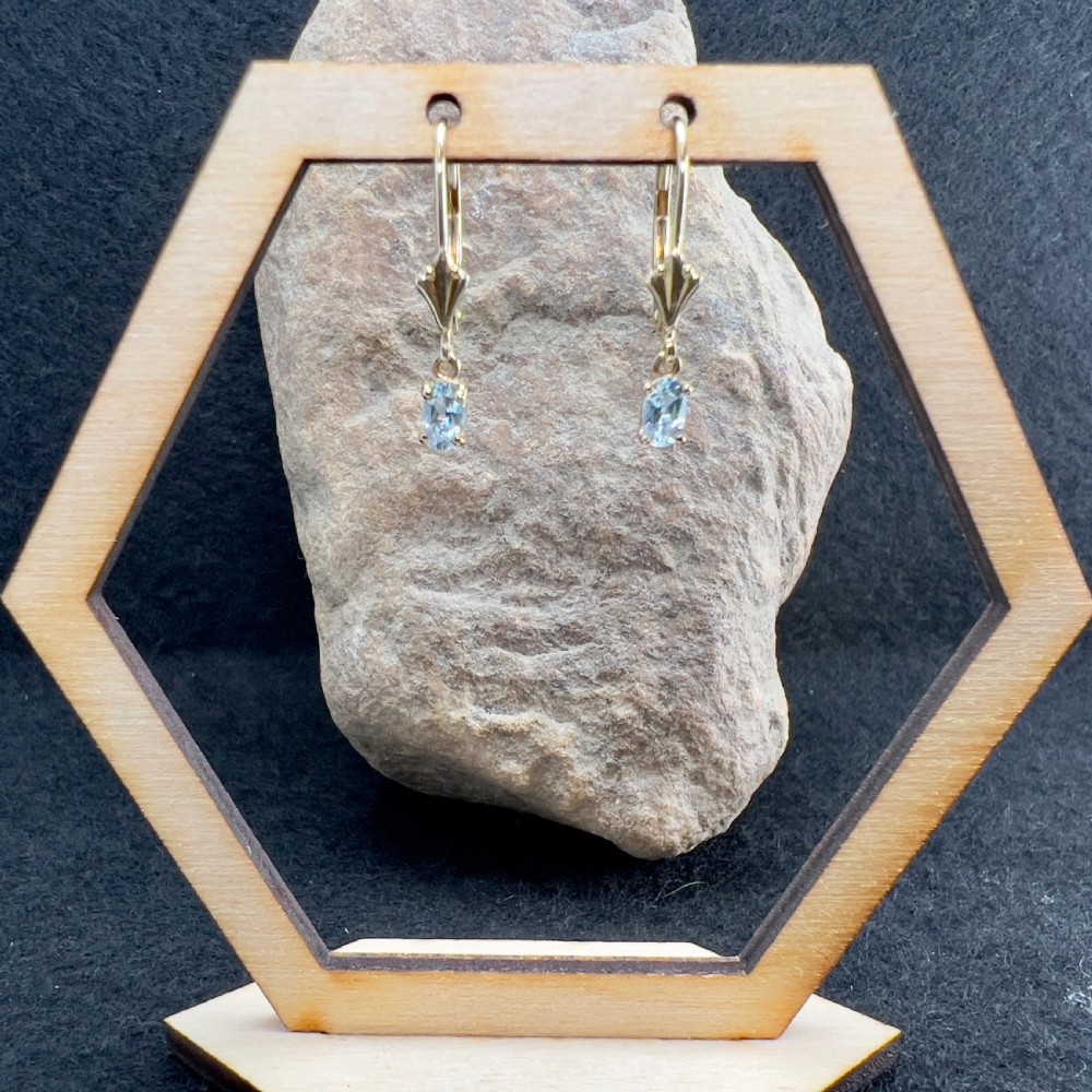 9ct Gold Aquamarine Hinged Earrings View VIII