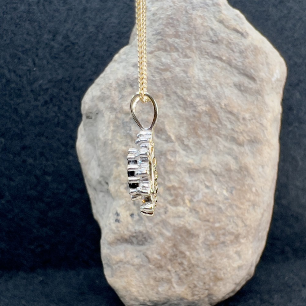 Handmade 9ct Gold & Natural Sapphire Pendant Necklace, 18 Inch Chain Included