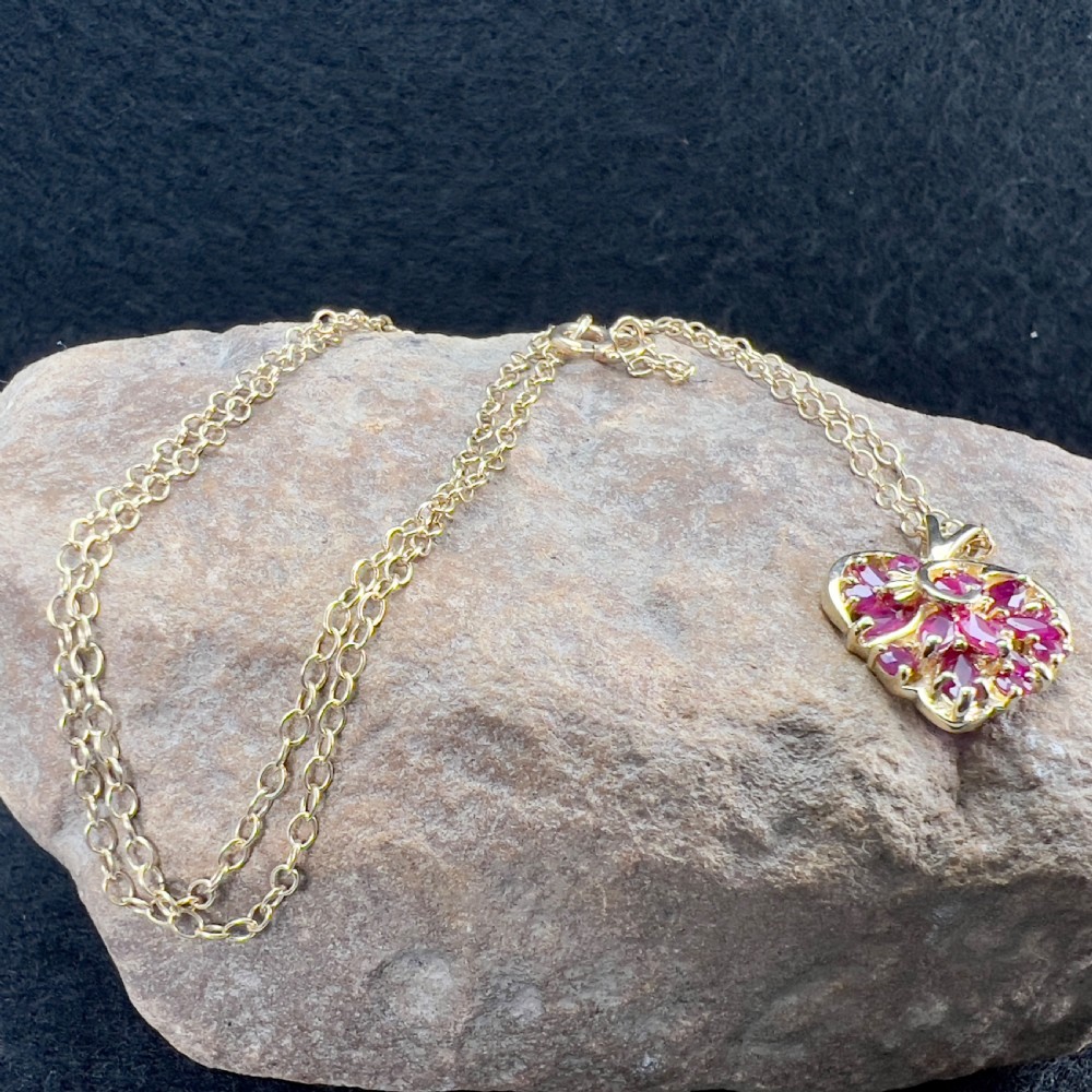 9ct Gold Ruby Heart Pendant Necklace View XI
