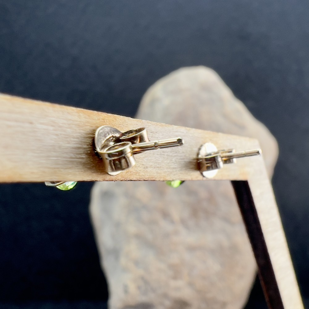 9ct Gold French Peridot Stud Earrings View III