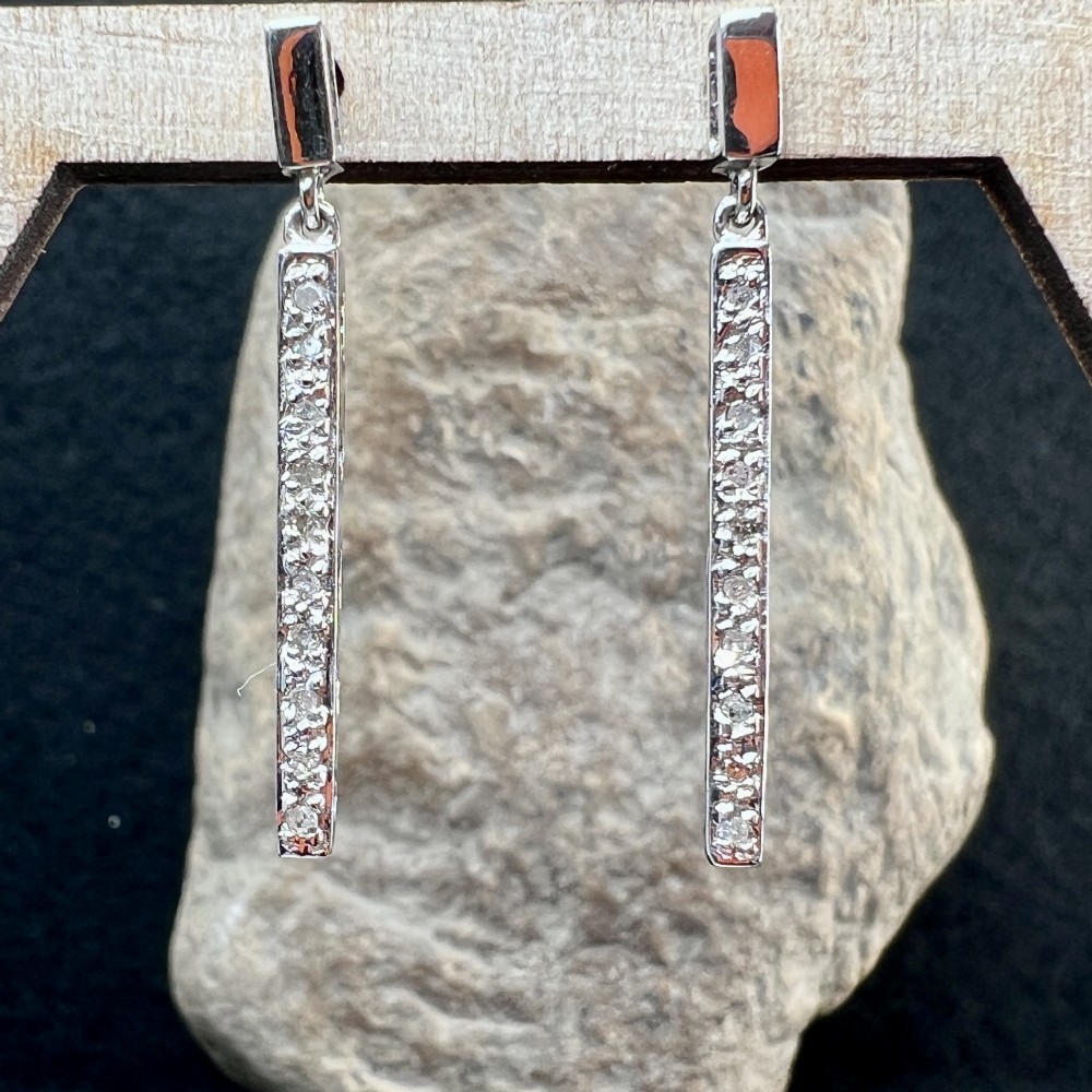 9ct White Gold Diamond Drop Earrings