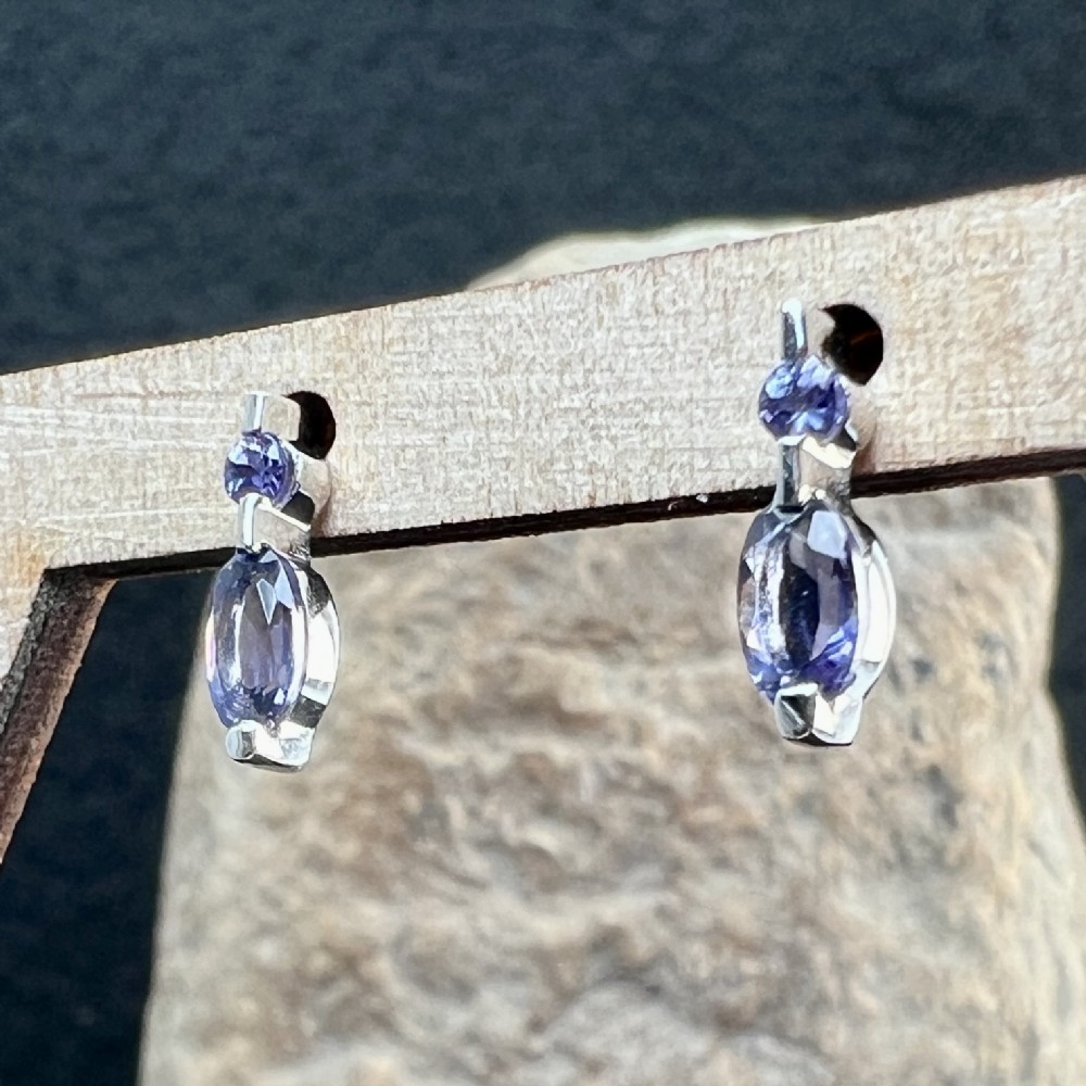 9ct White Gold Lolite Stud Earrings