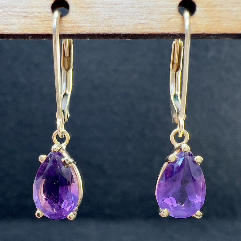 14ct Gold Alexandrite Leverback Drop Earrings View IX