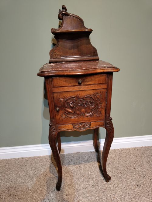ANTIQUE FRENCH LOUIS XV STYLE BEDSIDE CABINET - ADDITIONAL PHOTO 1