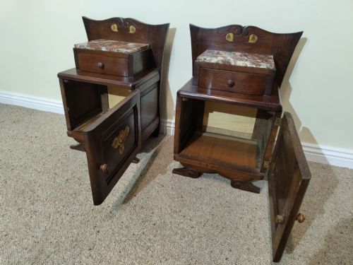 ANTIQUE PAIR OF DECO BEDSIDE CABINETS - ADDITIONAL PHOTO 4