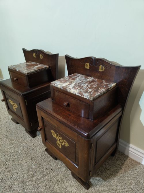 ANTIQUE PAIR OF DECO BEDSIDE CABINETS - ADDITIONAL PHOTO 7