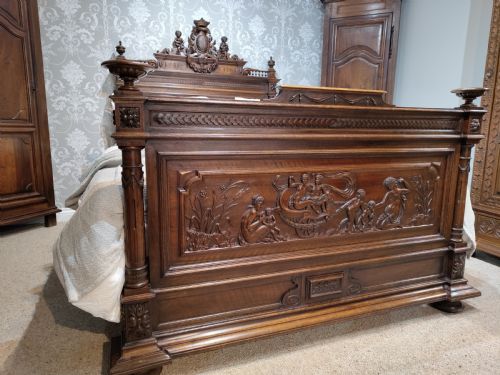 antique french king sized bed - CATEGORY: ANTIQUE BEDS - DATED 1880