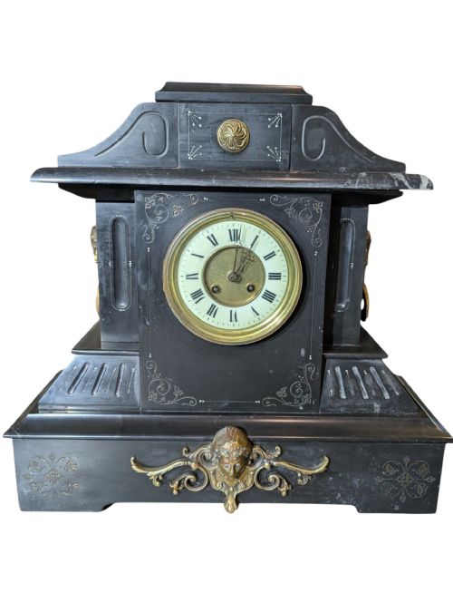 ANTIQUE MARBLE MANTEL CLOCK - ADDITIONAL PHOTO 1