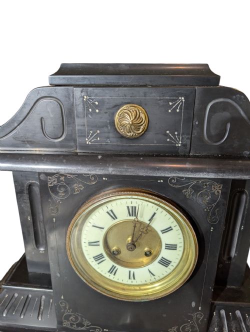 ANTIQUE MARBLE MANTEL CLOCK - ADDITIONAL PHOTO 2