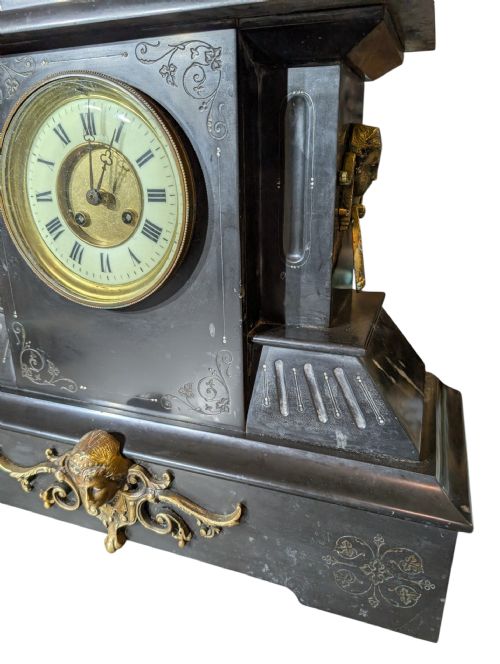 ANTIQUE MARBLE MANTEL CLOCK - ADDITIONAL PHOTO 3