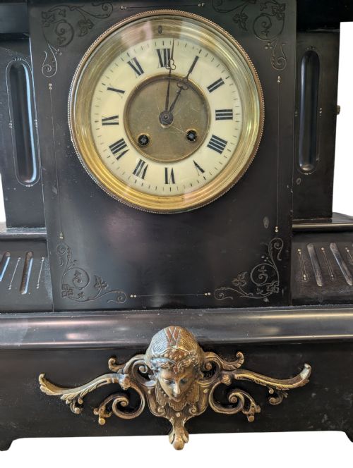 ANTIQUE MARBLE MANTEL CLOCK - ADDITIONAL PHOTO 7