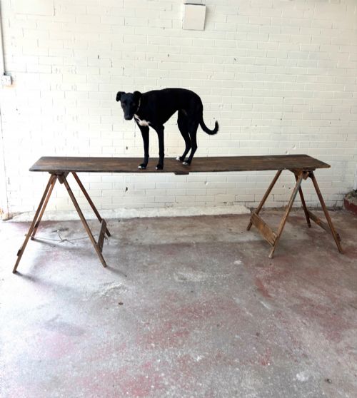 1930’s  Pine Trestle Table With Bags Of Character & A Great Size.