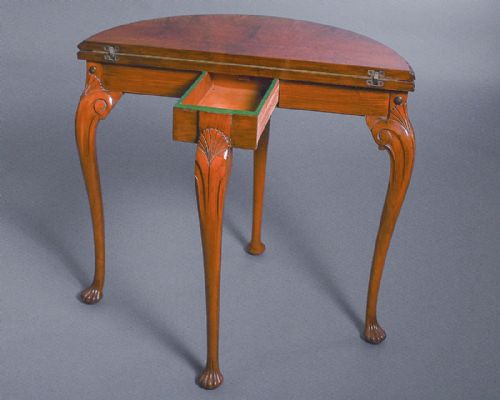 fig 1. Walnut Demi lune fold over card table