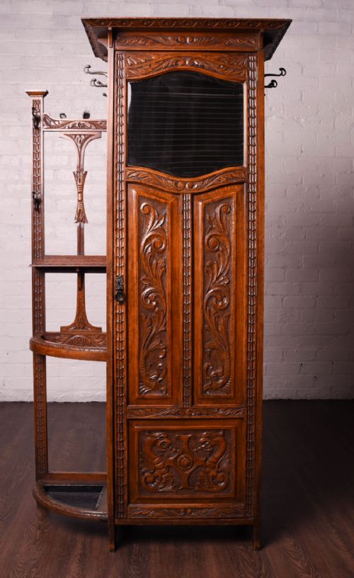Carved Oak Hall Stand