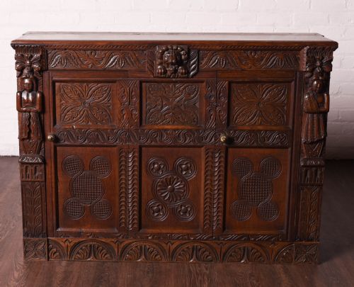 fig 1. Heavily Carved Oak Side Cabinet