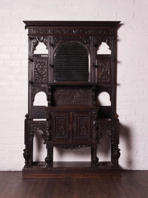 Victorian Heavily Carved Oak Hallstand