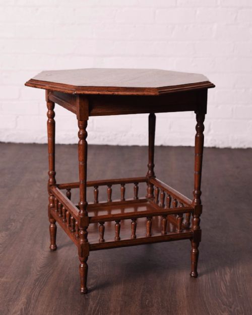 Edwardian Oak Hexagonal Occasional Window Table