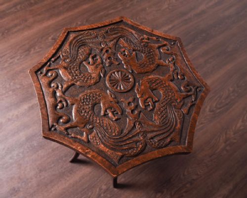Oak Ornately Carved Occasional Table