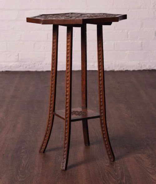 fig 1. Oak ornately carved occasional table