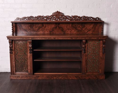 Victorian Burr Walnut Low Bookcase