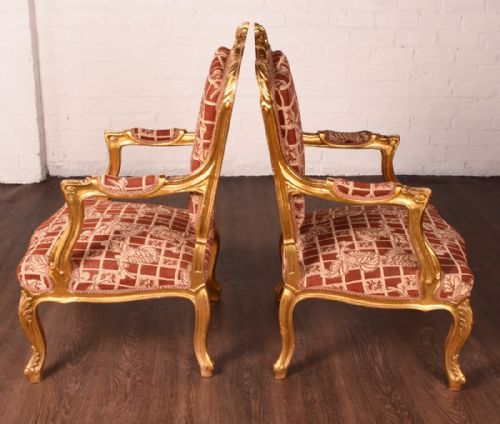 fig 1. pair of gilt wood arm chairs