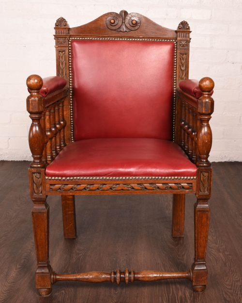 Oak Carved Desk Arm Chair