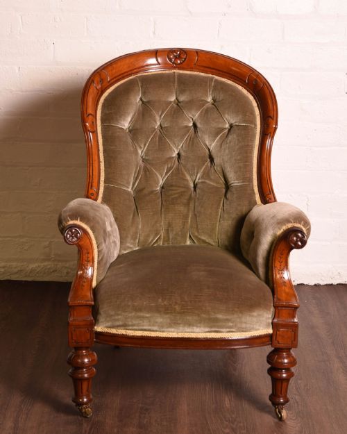 Victorian Walnut Button Back Arm Chair