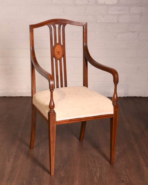 Edwardian Mahogany Inlaid Arm Desk Chair