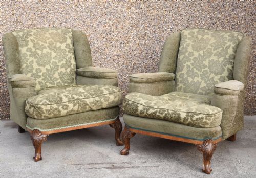 Stunning Pair of Walnut 1920s Arm Chairs