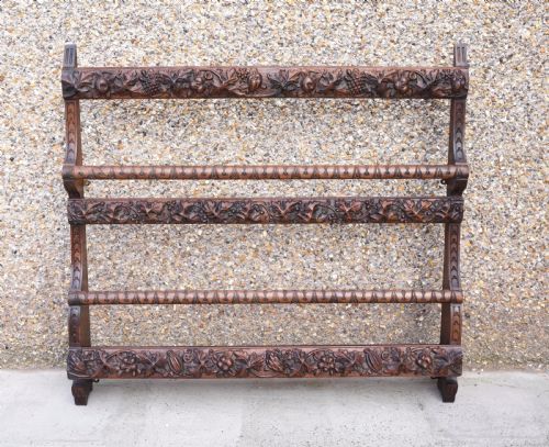 Carved Oak Plate Rack