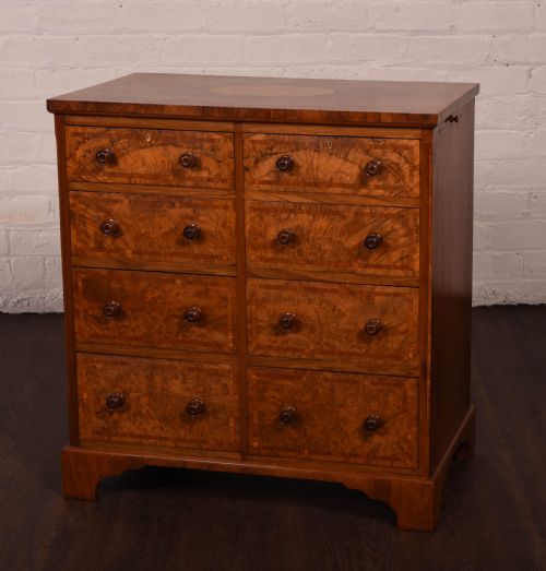 Stunning Walnut Inlaid Side by Side Chest of Drawers
