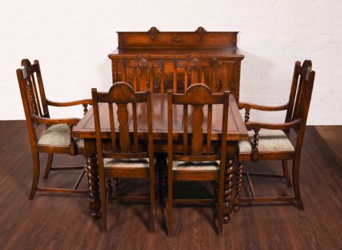 Oak Barley Twist 8 Piece Dining Room Suite
