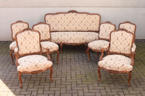 French Walnut 7 Piece Parlour Suite