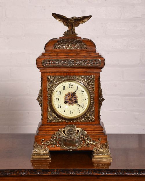 Stunning Oak and Brass Bracket Clock by Japy Freres