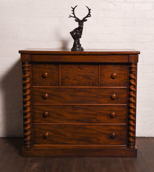Superb Scottish Victorian Column Chest of Drawers