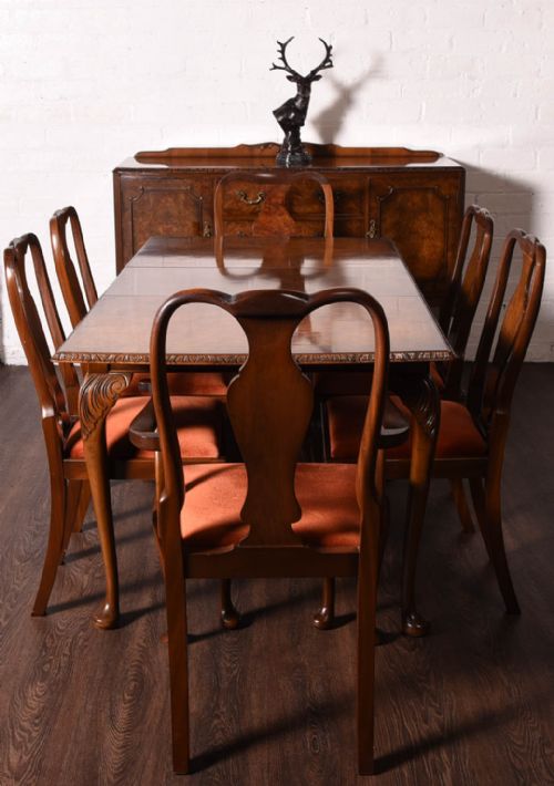 Excellent Quality Burr Walnut Dining Room Suite